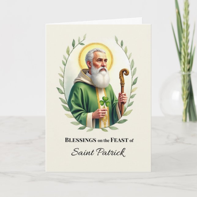 Carte Saint Patrick Jour de fête Bénédictions Aquarelle  (Devant)