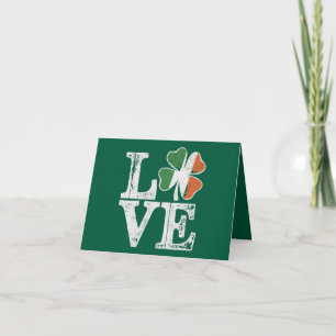 Carte Saint-Patrick Love Chance Irlandais Trèfle Vert