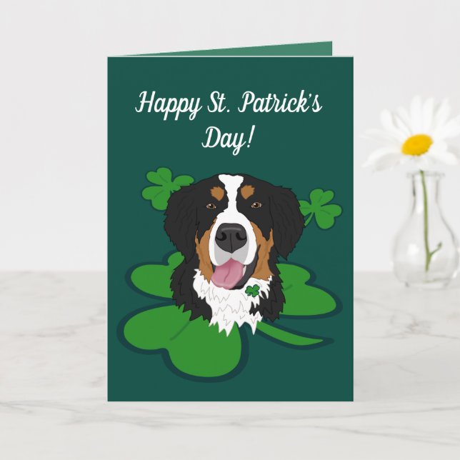 Carte Saint Patrick’s Day Bernese Mountain Dog (Petite plante)
