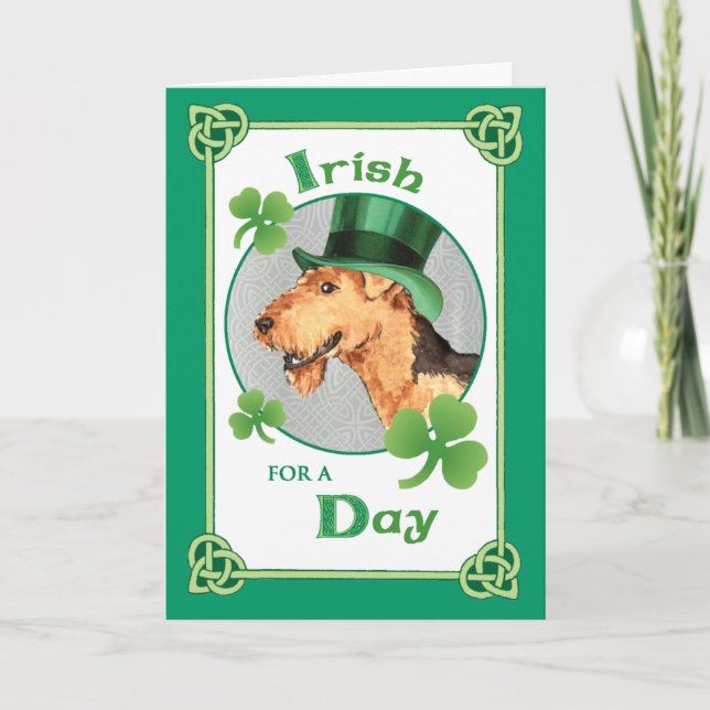 Carte Saint Patrick's Day Airedale (Devant)