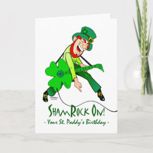 Carte Saint Patrick's Day Anniversaire, Rock Star, Shamr