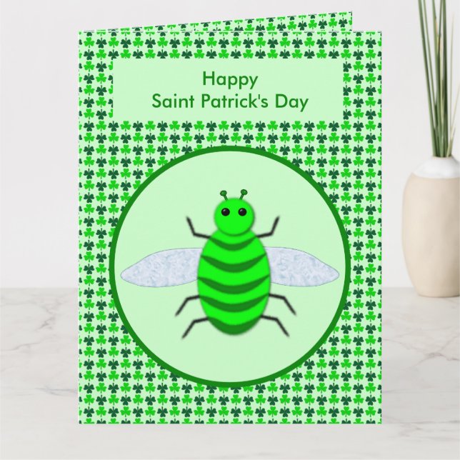 Carte Saint Patricks Day Bee et Shamrocks (Devant)
