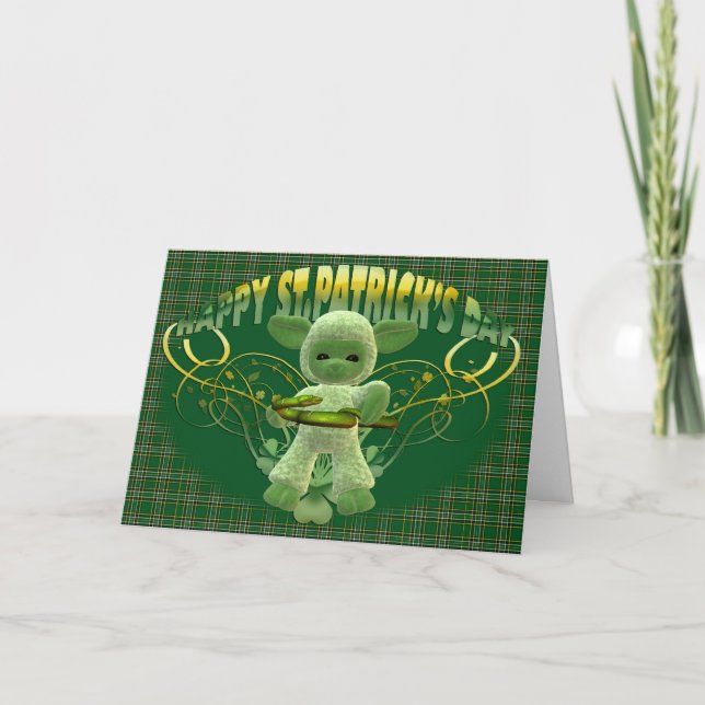 Carte Saint Patrick's Day Blessing card, shamrock vert,  (Devant)
