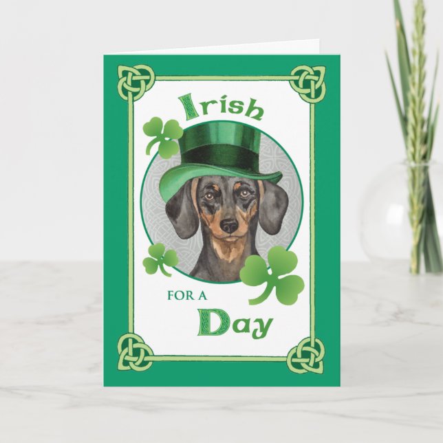 Carte Saint Patrick's Day Dachshund (Devant)