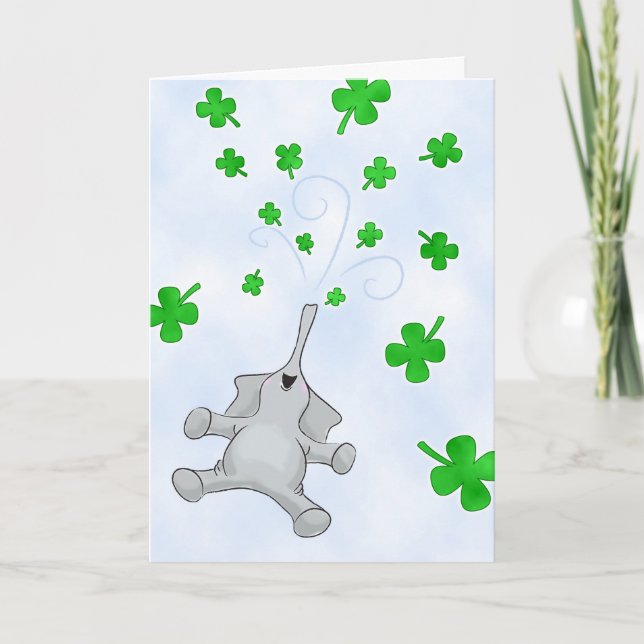 Carte Saint Patrick's Day Elephant, Bienheureux Douleurs (Devant)