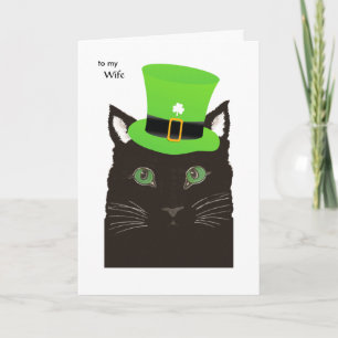 Carte Saint Patrick's Day for Wife - Chat noir Casquette