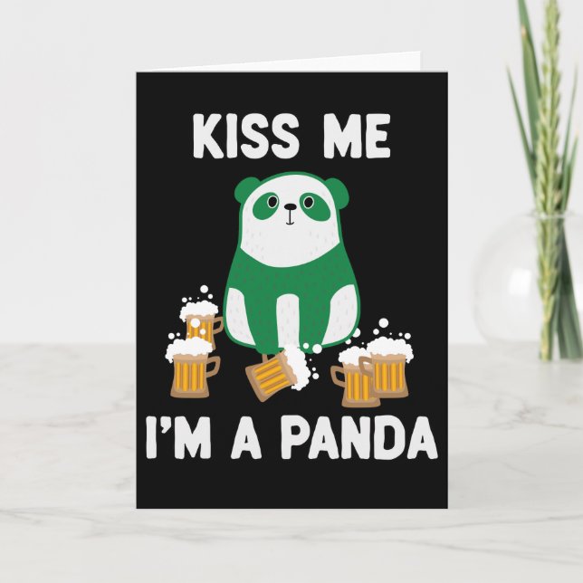 Carte Saint Patrick's Day Kiss Me Je suis Panda (Devant)
