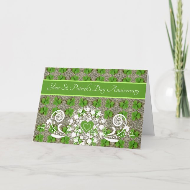 Carte Saint Patrick's Day Mariage Anniversaire Shamrock (Devant)