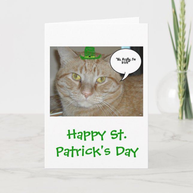 Carte Saint Patrick's Day Orange Tabby Cat (Devant)