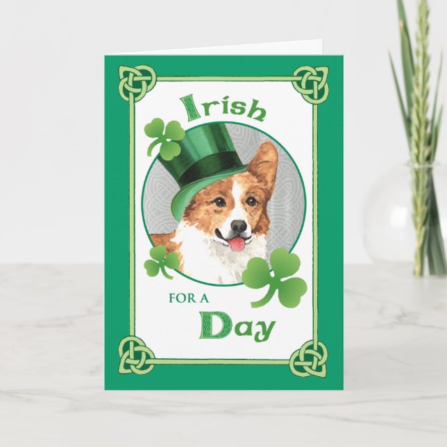 Carte Saint Patrick's Day Pembroke Welsh Corgi (Devant)