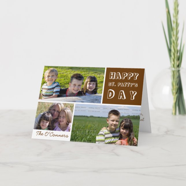 Carte Saint Patricks Day Photo Collage Shamrock vert (Devant)