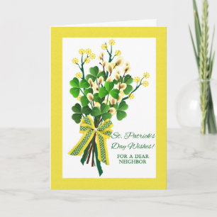 Carte Saint Patrick's Day pour Voisin avec Shamrock