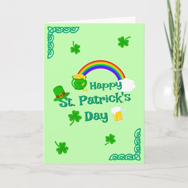 Carte Saint Patrick's Day Shamrock Pot of Gold Celtic Kn (Devant)