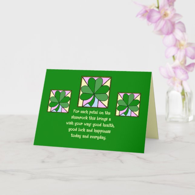 CARTE SAINT PATRICK'S DAY/SHAMROCKS ET BÉNÉDICTION IRLAN (Orchidée)