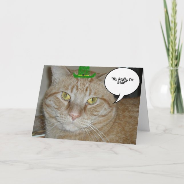 Carte Saint Patrick's Day Tabby Cat (Devant)