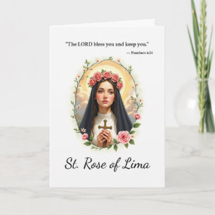 Carte Saint Rose de Lima Écriture Rose de la Paix de Die