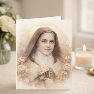 Carte Saint Thérèse de Lisieux Roses Écriture