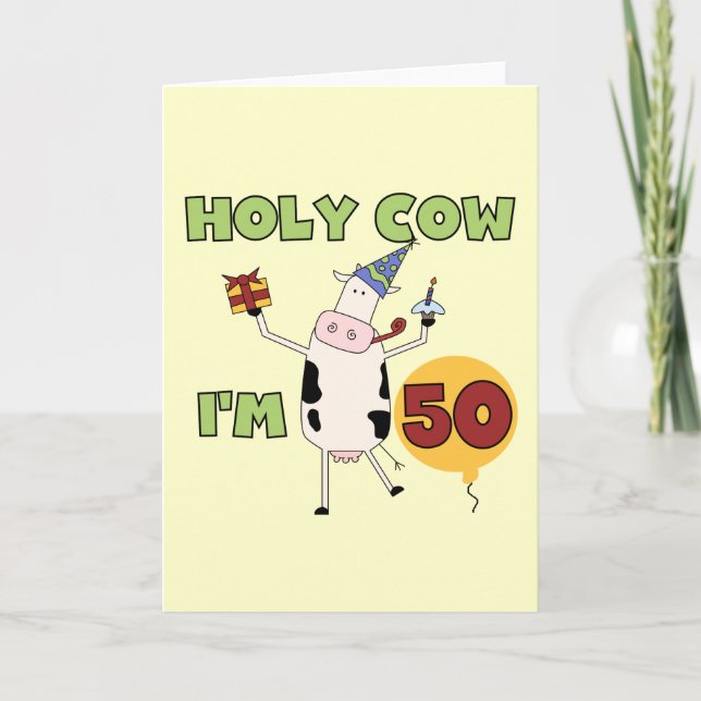 Carte Saint Vache J'ai 50 t-shirts et cadeaux d'annivers (Devant)
