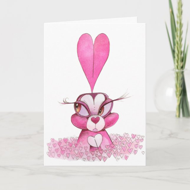 Carte Saint Valentin Amour lapin ! (Devant)