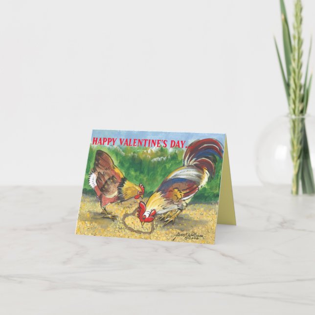 Carte Saint-Valentin Amour Romantique Coq Poule Humour à (Devant)