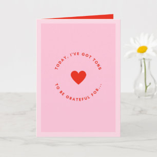 Carte Saint-Valentin amour rose et rouge & Gratitude 