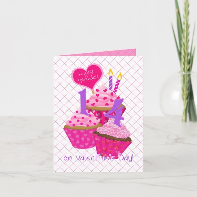Carte Saint Valentin Anniversaire 14 ans Fille (Devant)