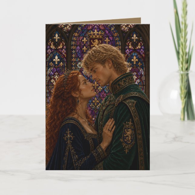 Carte Saint-Valentin anniversaire de couple médiéval (Devant)