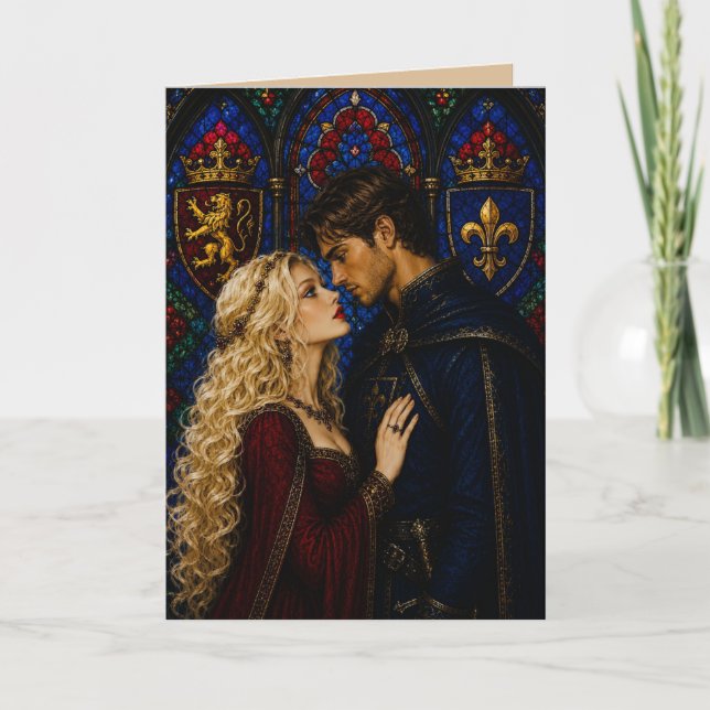 Carte Saint-Valentin anniversaire de couple médiéval  (Devant)