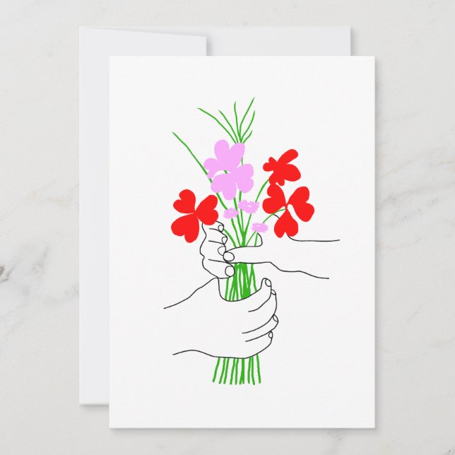 Carte Saint Valentin avec Bouquet de Fleurs en coeur (Devant)