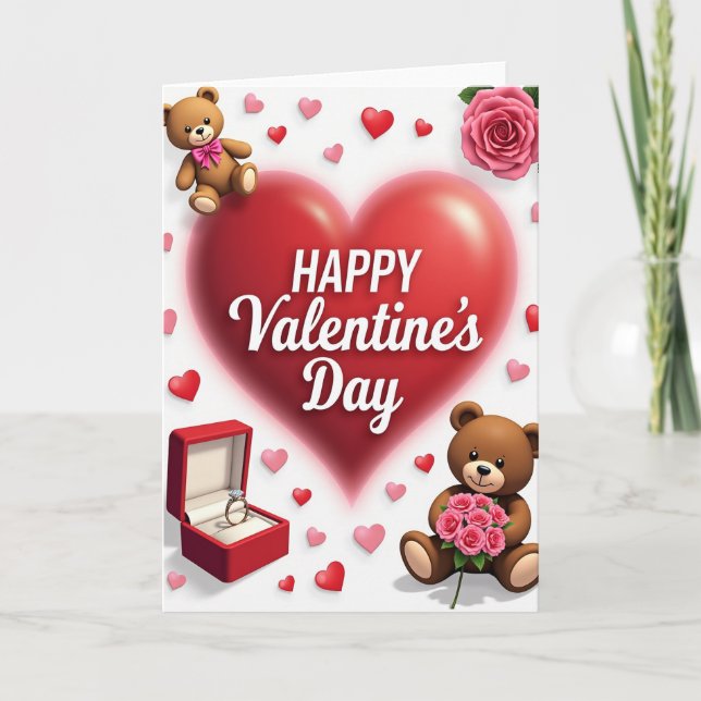 Carte Saint-Valentin avec feuille d'or fausse (Devant)