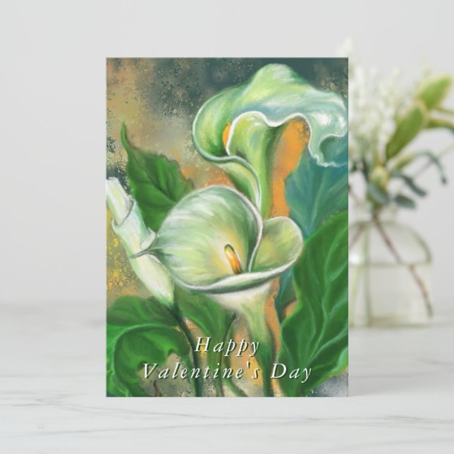 Carte Saint Valentin avec Fleurs Calla Lily (Debout devant)