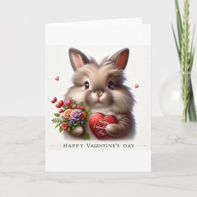 Carte Saint Valentin avec lapin (Devant)