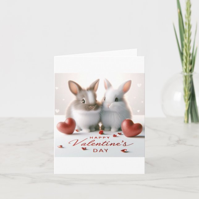 Carte Saint Valentin avec lapins (Devant)