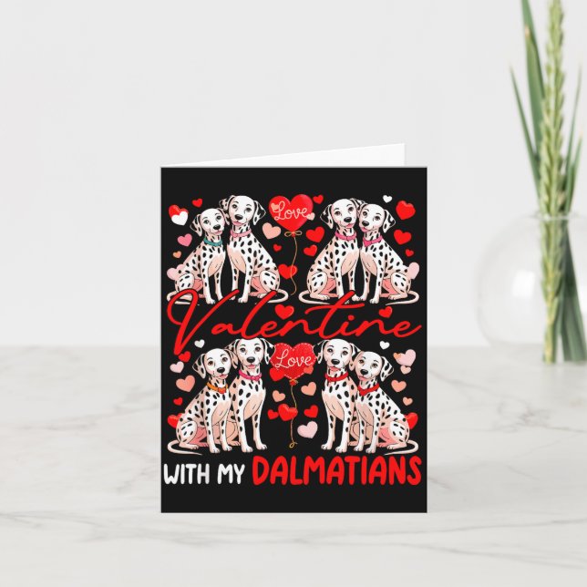 Carte Saint-Valentin Avec Mon Couple Dalmatiens Chiens C (Devant)