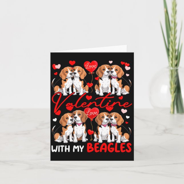 Carte Saint-Valentin Avec Mon Couple De Beagles Costume  (Devant)