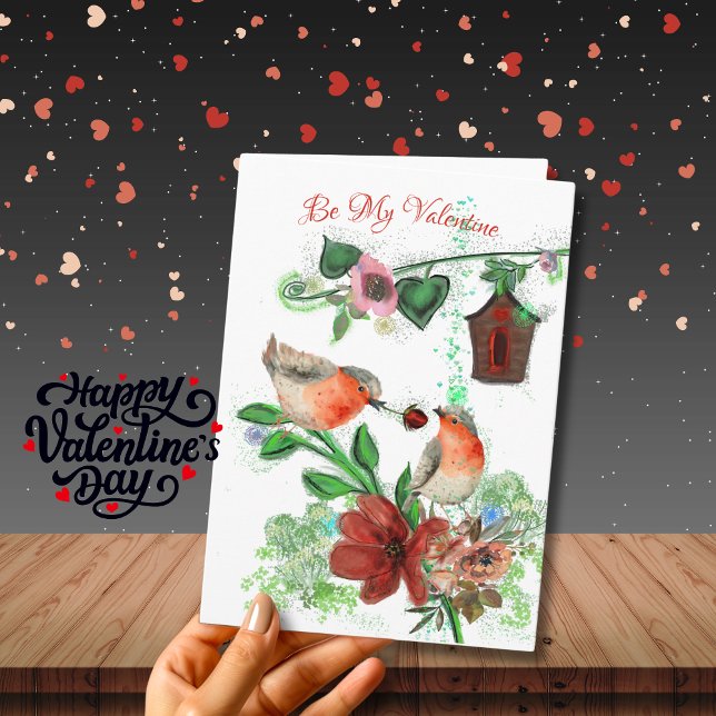 Carte Saint-Valentin avec oiseaux (Be My Valentine with birds Card)
