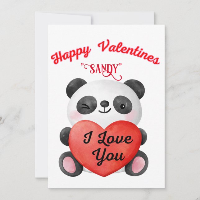 Carte Saint Valentin avec un adorable ours en pand (Devant)