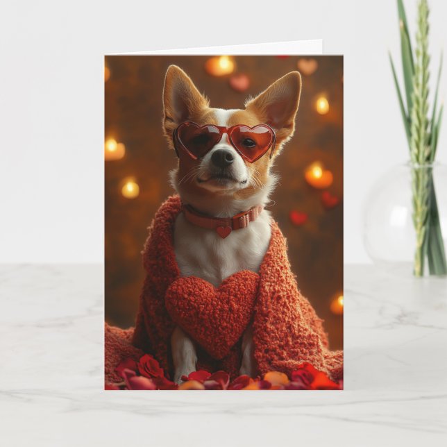 Carte Saint-Valentin Basenji Cozy (Devant)