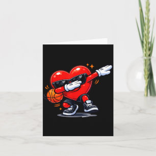 Carte Saint-Valentin basketball drôle dabbing cœur rouge