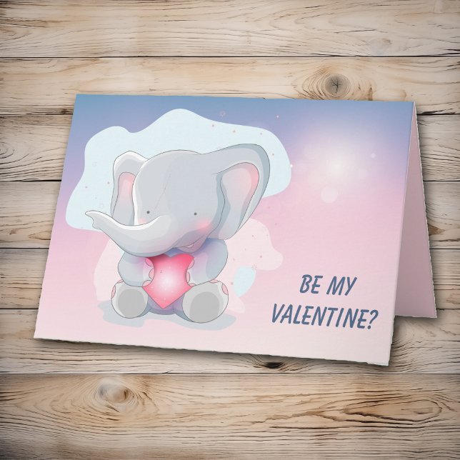 Carte Saint Valentin Bébé mignonne Elephant (Créateur téléchargé)