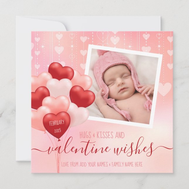 Carte Saint-Valentin Blush Pink Heart Balloon Instagram (Devant)