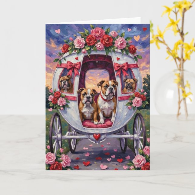 Carte Saint-Valentin bouledogue (Fleur jaune)
