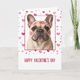 Carte Saint-Valentin Bouledogue français avec bisous