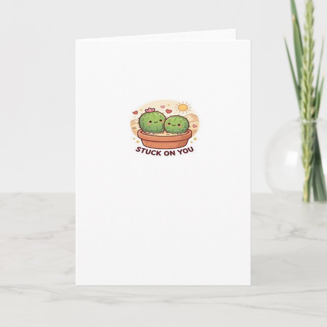 Carte Saint-Valentin Cactus Couple Amour Plaque (Devant)