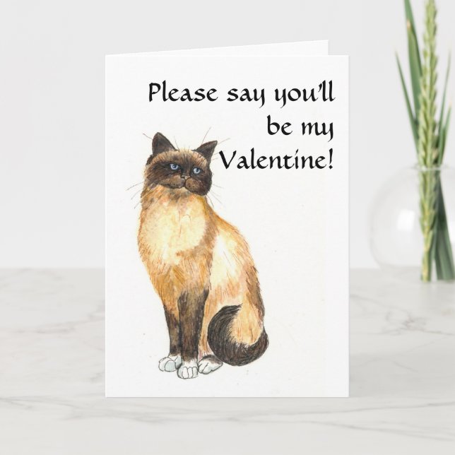 Carte Saint Valentin - Chat Birman (Devant)