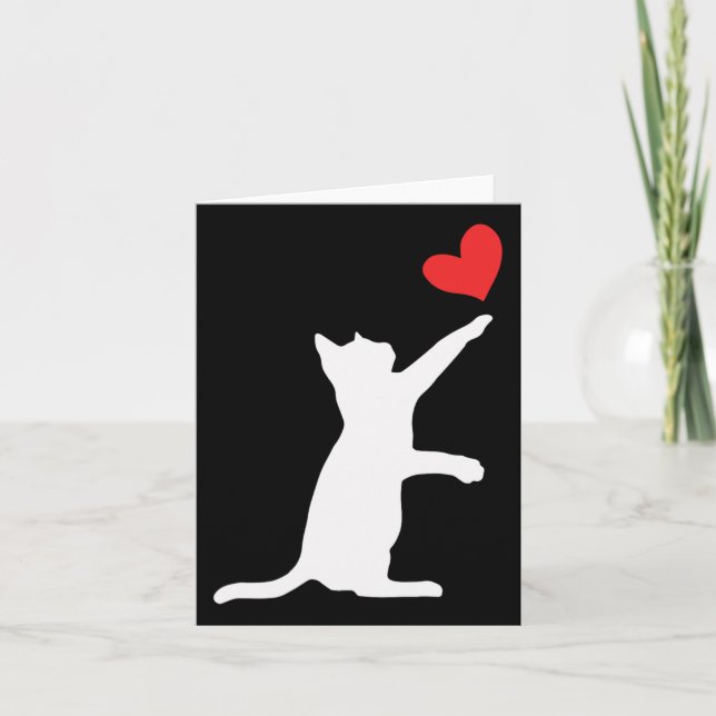 Carte Saint Valentin Chat Drôle Coeur Mignon Amoureux du (Devant)