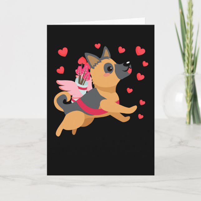 Carte Saint-Valentin Chien Chiots Berger Allemand Garçon (Devant)