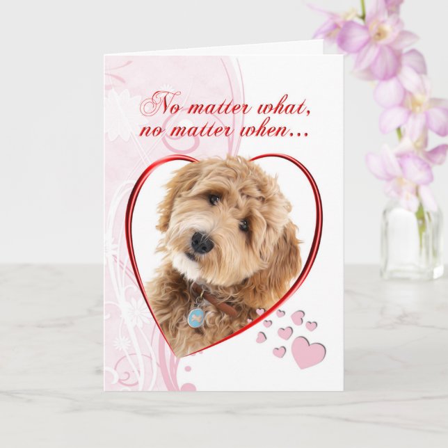 Carte Saint-Valentin Chien Doodle (Orchidée)
