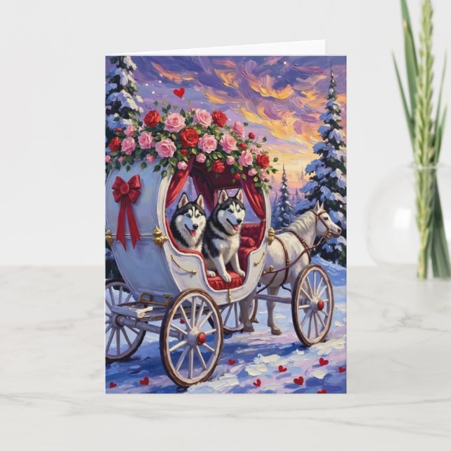 Carte Saint-Valentin Chien Husky Sibérien (Devant)