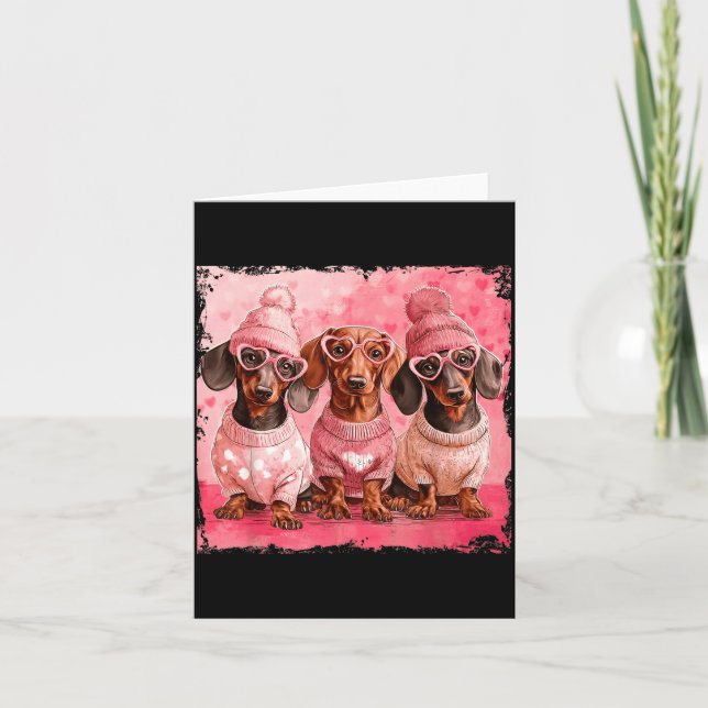 Carte Saint-Valentin Chien Mignon Dachshund Chiens Pour  (Devant)